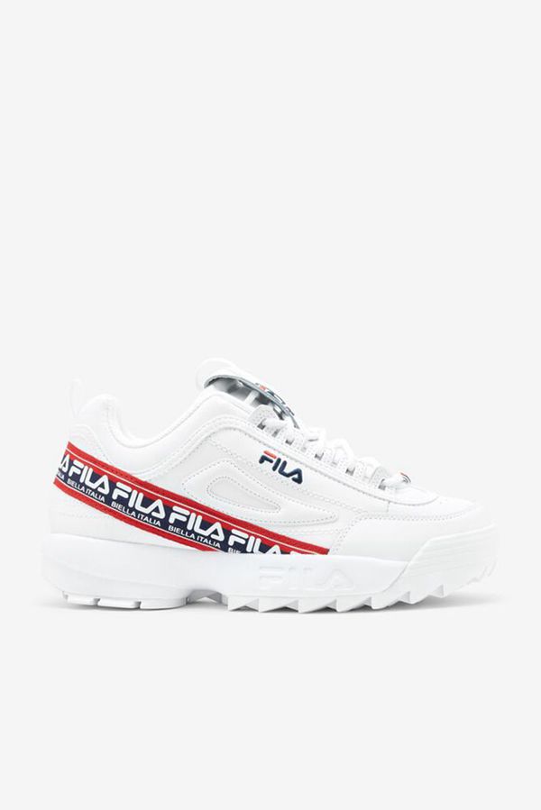 Tênis Fila Homem Branco/Azul Marinho/Vermelhas - Fila Disruptor 2 Premium Logo Tape Portugal Online,